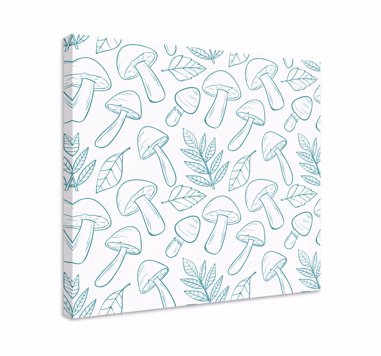 Canvas schilderij bloemen en planten paddenstoel bladpatroon - TenStickers