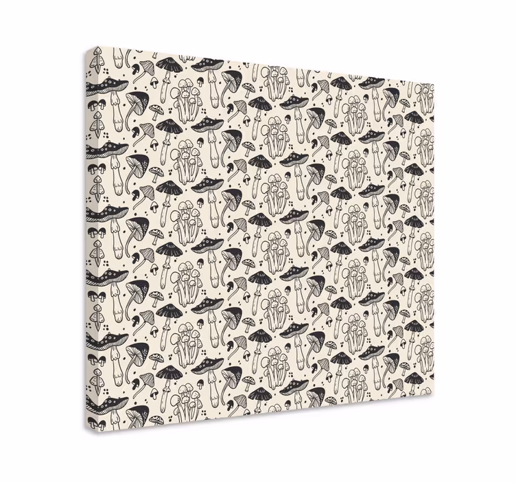 Canvas schilderij dinosaurus met paddenstoelenpatroon - TenStickers