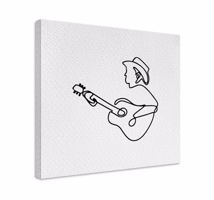 Canvas schilderij muziek gitaar spelende cowboy - TenStickers