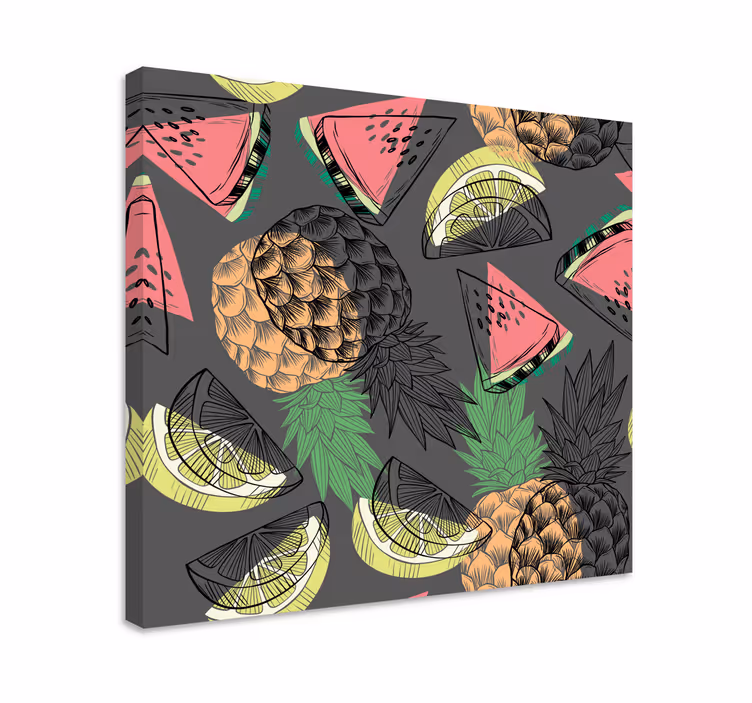 Canvas stilleven en fruit tropisch ananas motief - TenStickers