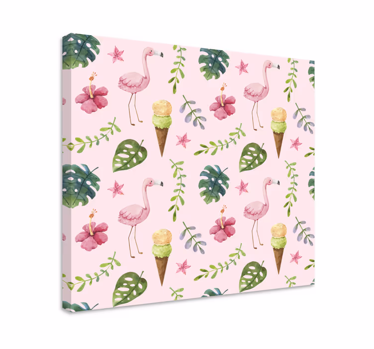 Mozaïek canvas schilderij flamingo's en ijsjes - TenStickers