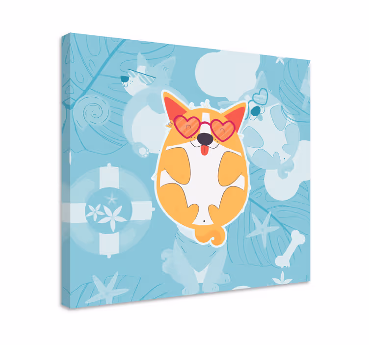 Canvas schilderij hond charmante corgi ontspannen - TenStickers