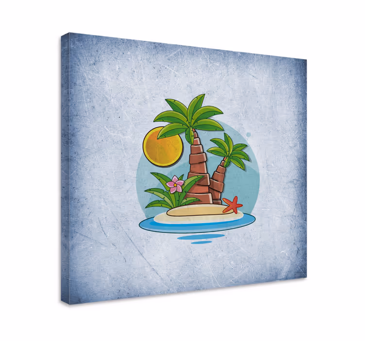 Tropisch eilandgezicht Canvas schilderij bloemen en planten - TenStickers