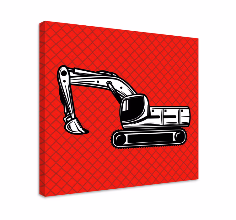 Canvas schilderij sporten graafmachine bouwvoertuig - TenStickers