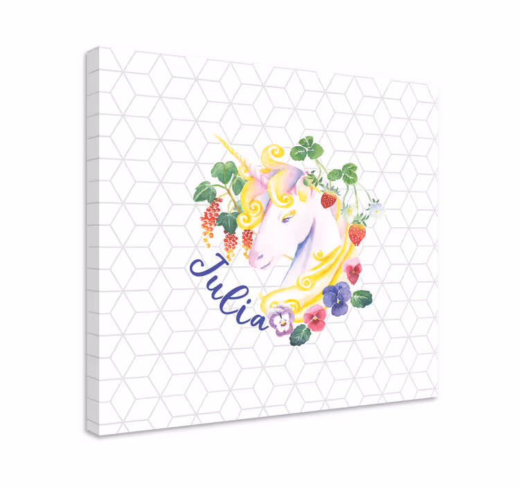 Canvas schilderij eenhoorn bloemenarrangement - TenStickers