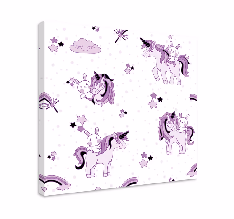 Canvas schilderij eenhoorn schattig eenhoorn avontuur - TenStickers