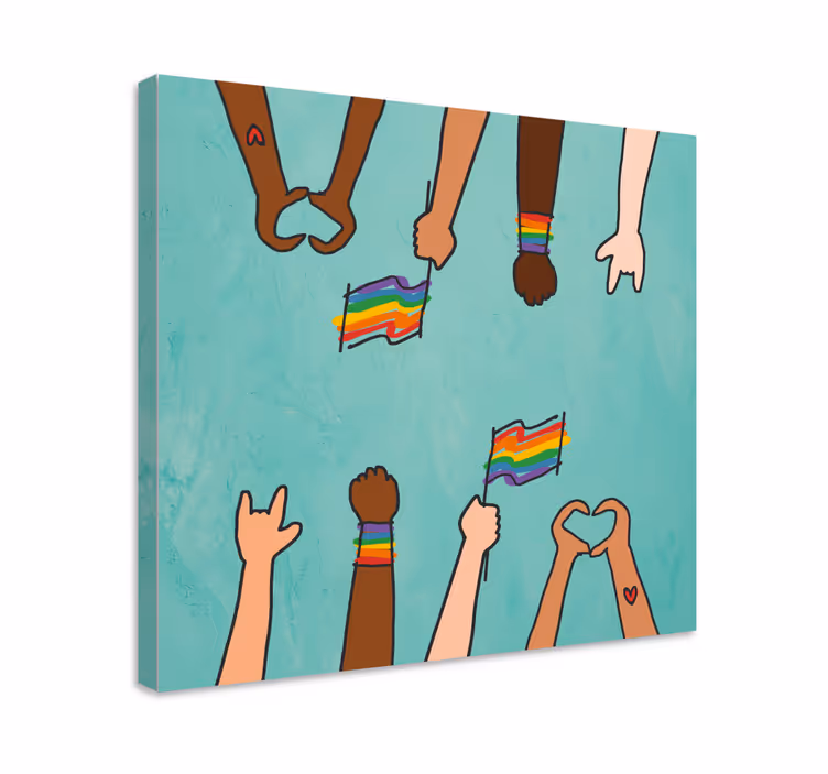 Canvas schilderij motivatie eenheid in handen - TenStickers