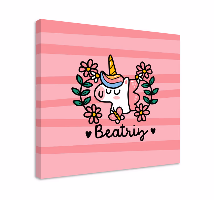Canvas schilderij eenhoorn schattige bloemen - TenStickers