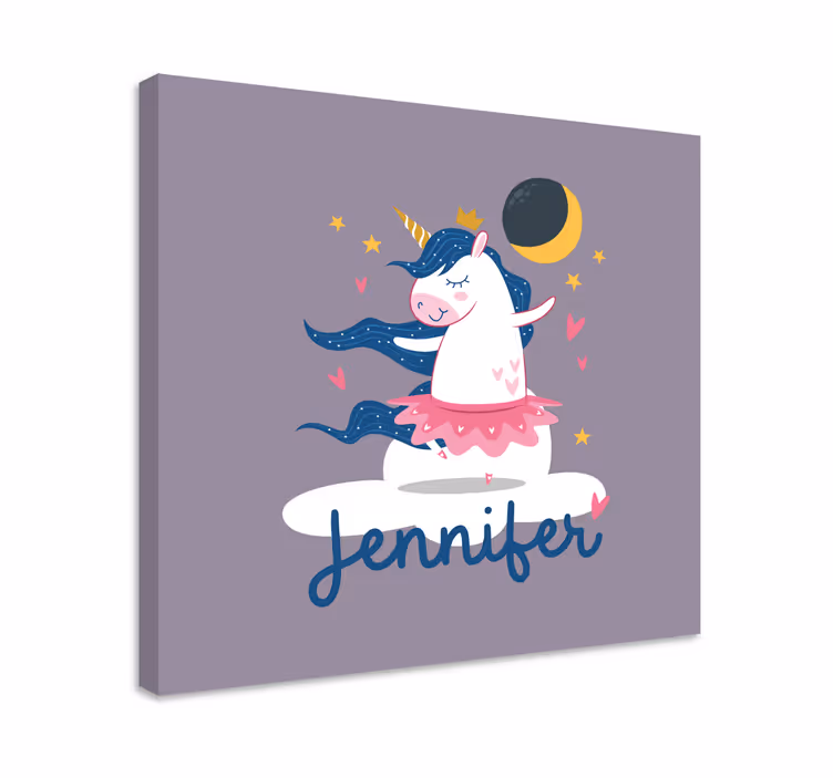 Dansende eenhoorn fantasie Canvas schilderij dinosaurus - TenStickers