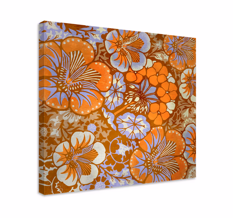 Canvas schilderij bloemen en planten kleurrijk patroon - TenStickers