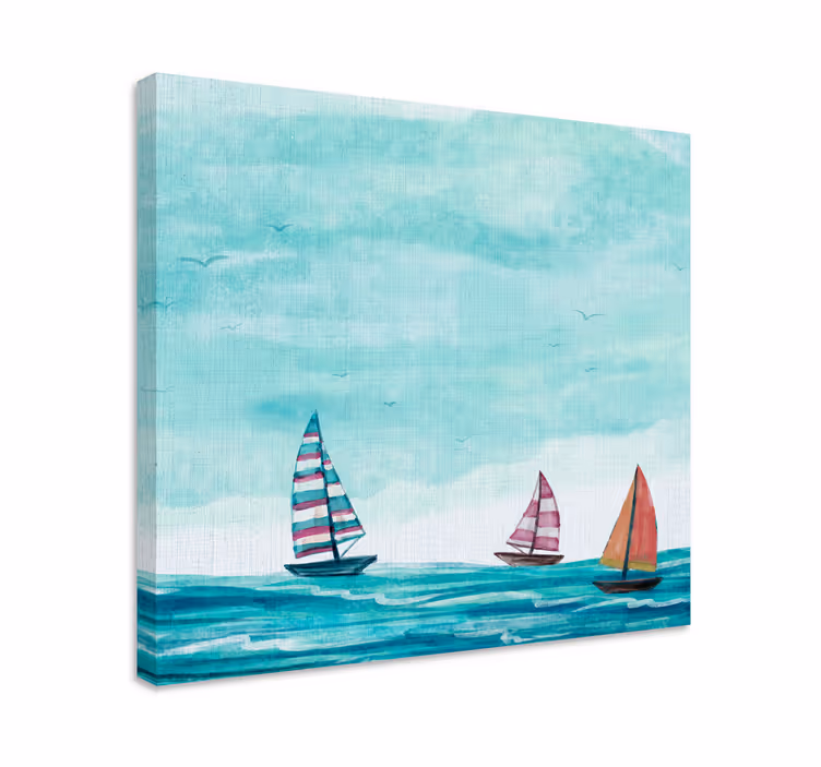 Canvas schilderij marine zeilboten op zee - TenStickers