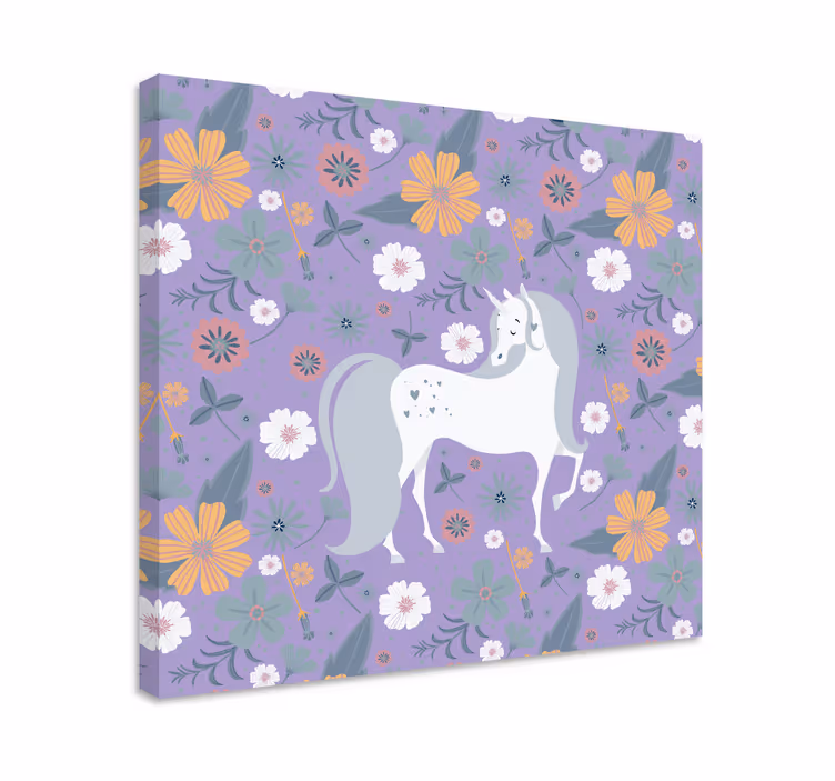 Canvas schilderij olifant betoverende eenhoorn bloemen - TenStickers