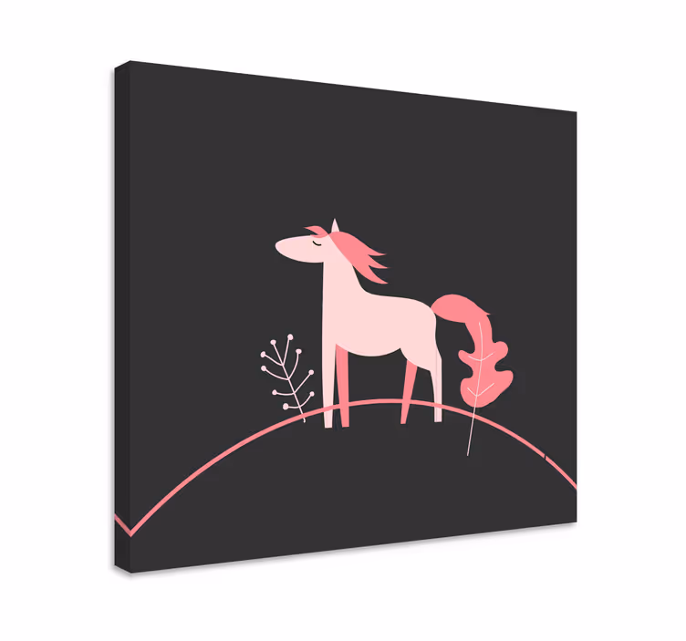 Paarden schilderij op canvas stijlvol roze paard - TenStickers