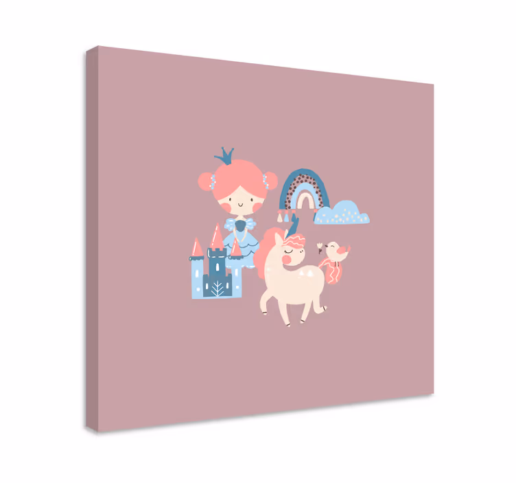 Prinses eenhoorn fantasie Canvas schilderij baby's - TenStickers