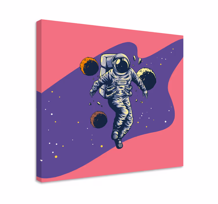 Videogames canvas schilderij cosmonaut in de cosmos - TenStickers