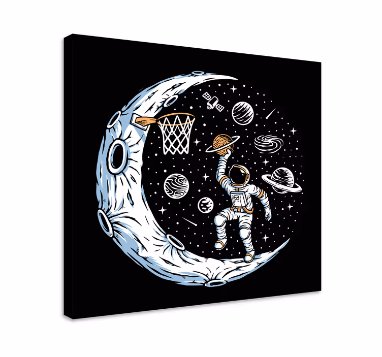 Maan basketbal dunk videogames canvas schilderij - TenStickers