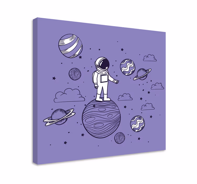 Videogames canvas schilderij astronaut verkenner in ruimte - TenStickers