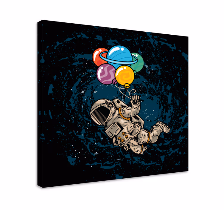 Videogames canvas schilderij astronaut met ballonnen - TenStickers