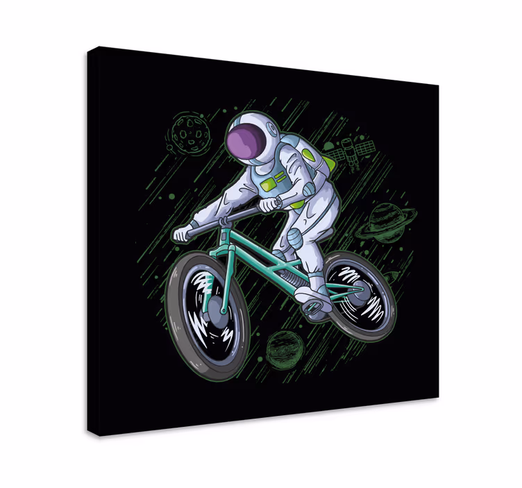 Videogames canvas schilderij astronaut op fiets - TenStickers