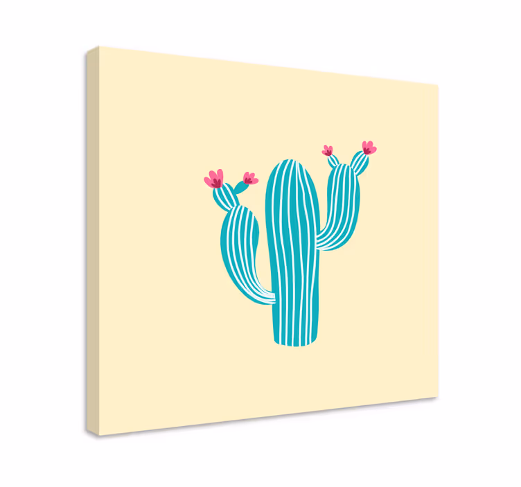 Canvas schilderij bloemen en planten cactus met bloemen - TenStickers