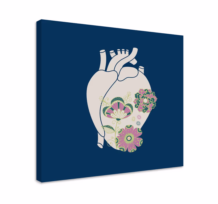 Canvas schilderij abstract hart bloemenontwerp - TenStickers