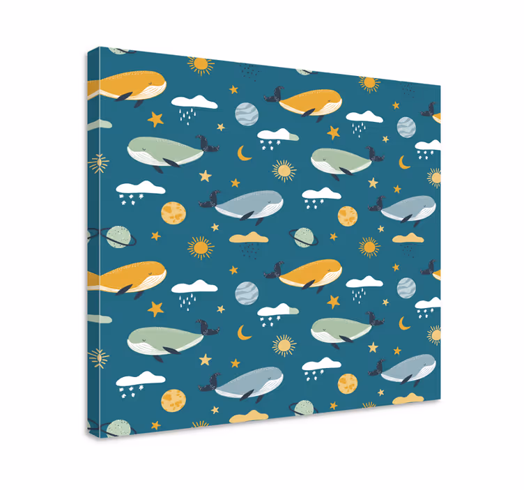 Canvas schilderij kunst walvissen in de ruimte - TenStickers