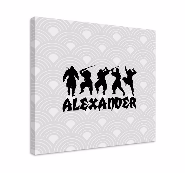 Ninja silhouet actie Canvas schilderij superheld - TenStickers
