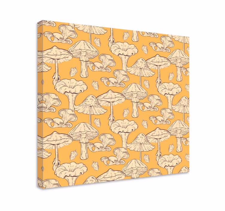 Canvas schilderij bloemen en planten paddenstoelenmotief - TenStickers