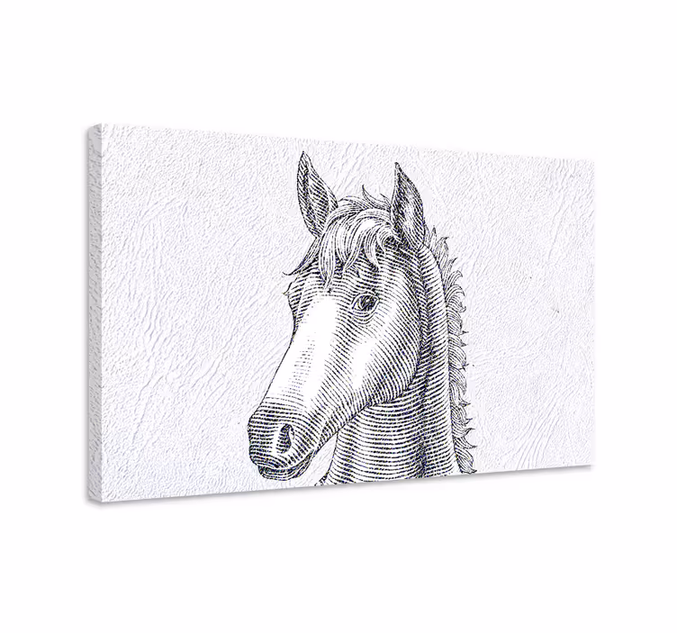 Paarden schilderij op canvas elegante paardenschets - TenStickers