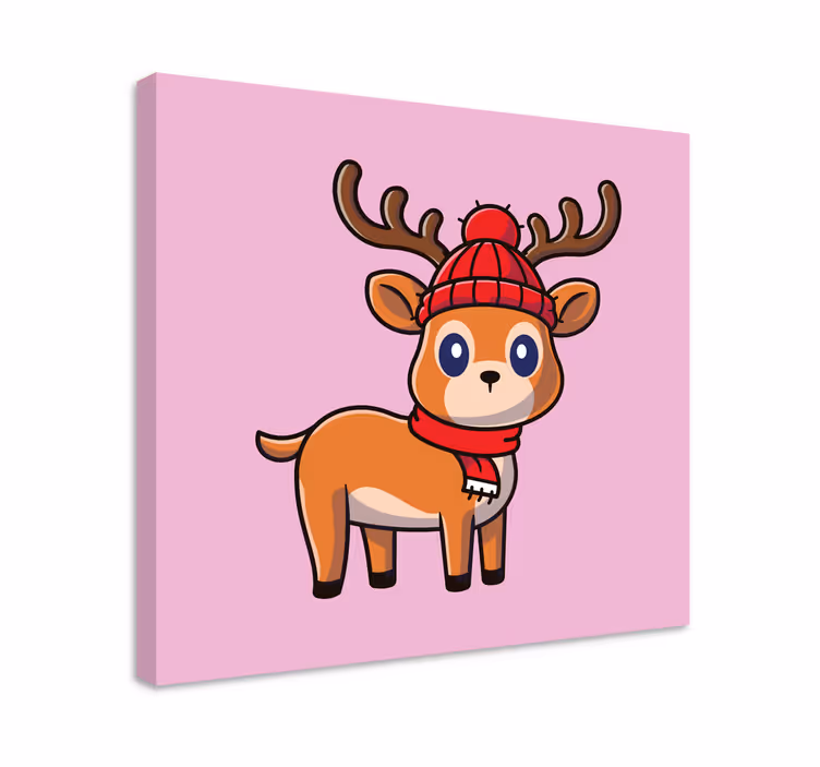 Paarden schilderij op canvas schattig cartoon hert - TenStickers