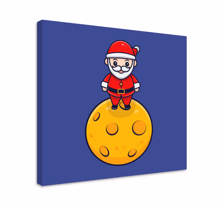 Canvas schilderij kinderen santa op de maan - TenStickers
