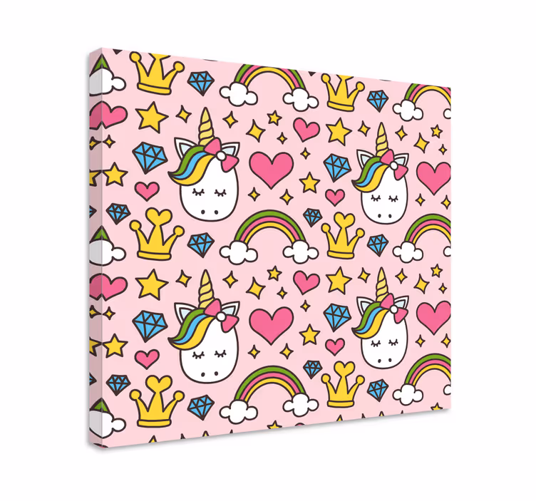 Canvas schilderij eenhoorn schattig eenhoorn patroon - TenStickers