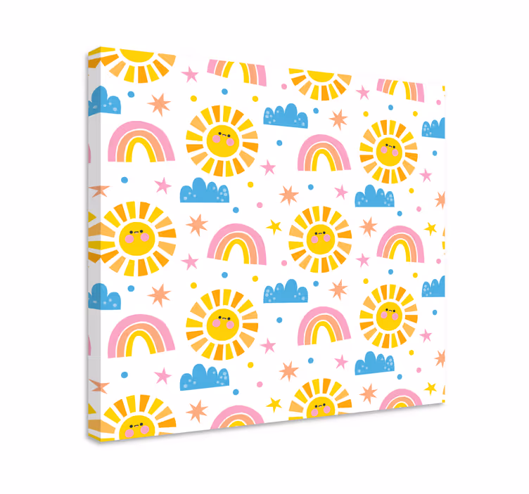 Vrolijke zon regenbogen Canvas schilderij mens - TenStickers