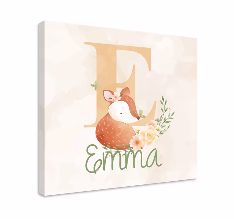 Babyvos met initiaal en naam Canvas schilderij baby's - TenStickers