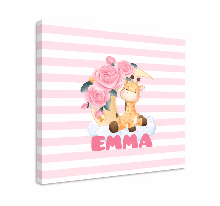 Canvas schilderij baby's schattig giraffe portret - TenStickers
