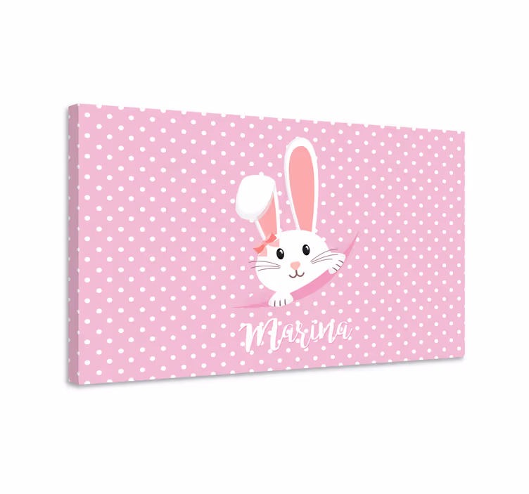 Canvas schilderij baby's Schattig konijntje voor meisje met naam - TenStickers