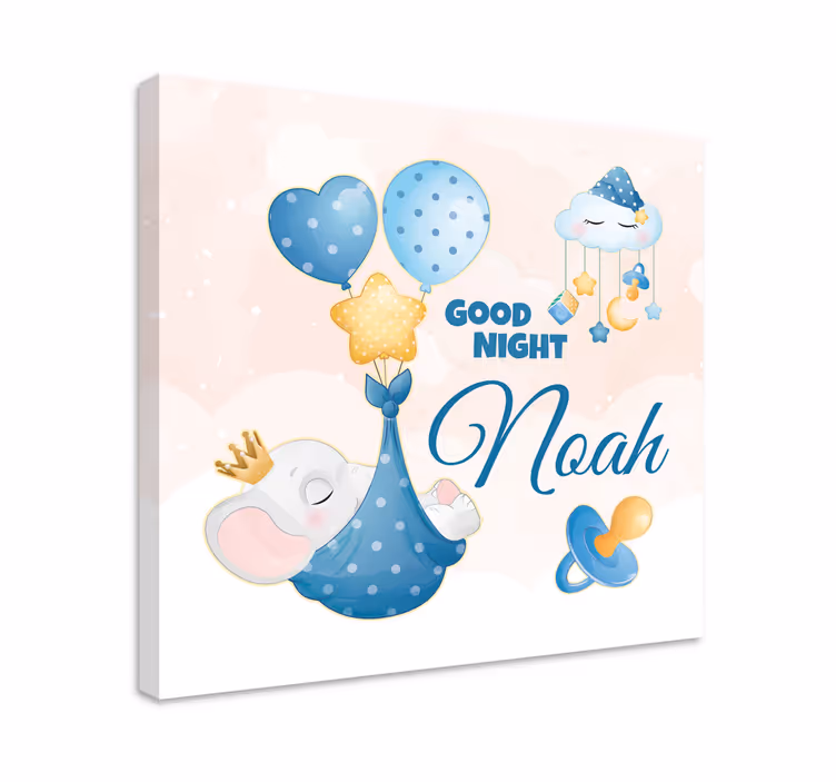 Canvas schilderij baby's goede nacht olifant - TenStickers