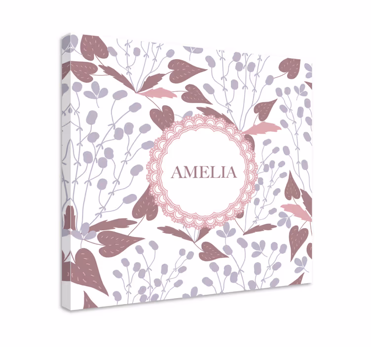Canvas schilderij bloemen en planten met naam ontwerp - TenStickers