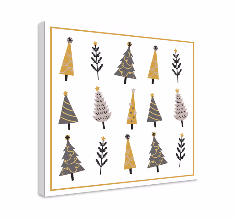Canvas schilderij bloemen en planten sierlijke kerstbomen - TenStickers
