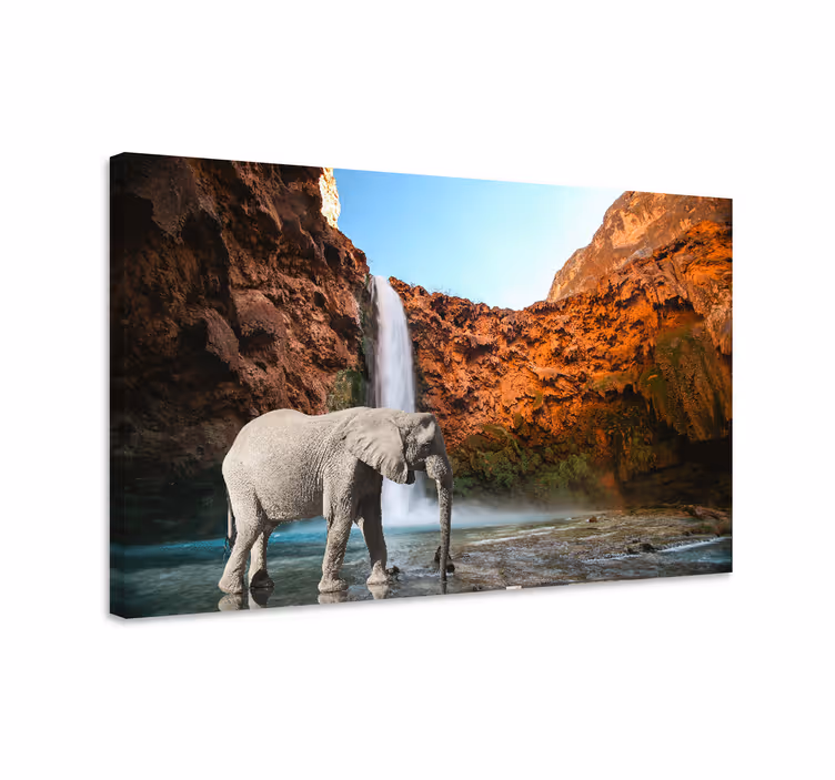 Canvas schilderij olifant majestueuze olifanten oase - TenStickers