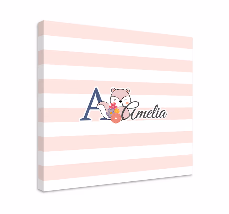Canvas schilderij baby's schattige vos personalisatie - TenStickers
