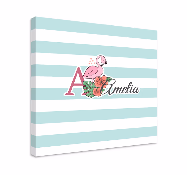 Canvas schilderij baby's gepersonaliseerd flamingo detail - TenStickers