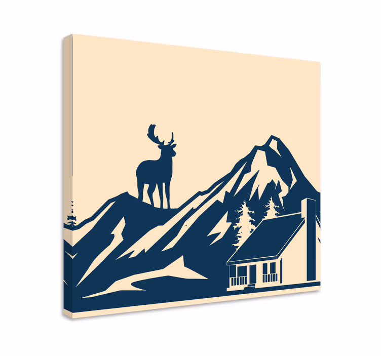 Canvas schilderij herten majestueuze hert silhouet - TenStickers