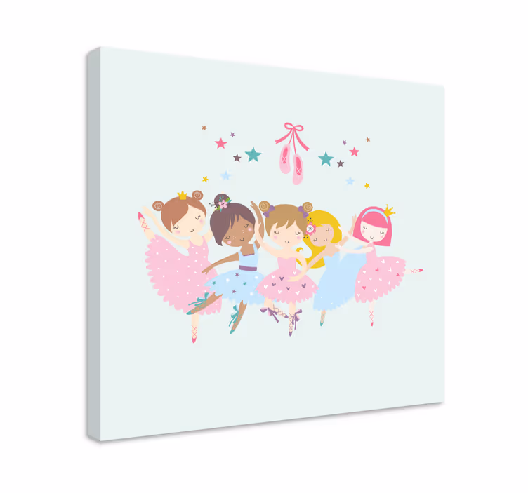 Canvas schilderij kinderen Ballet sterren kleurrijke illustratie - TenStickers