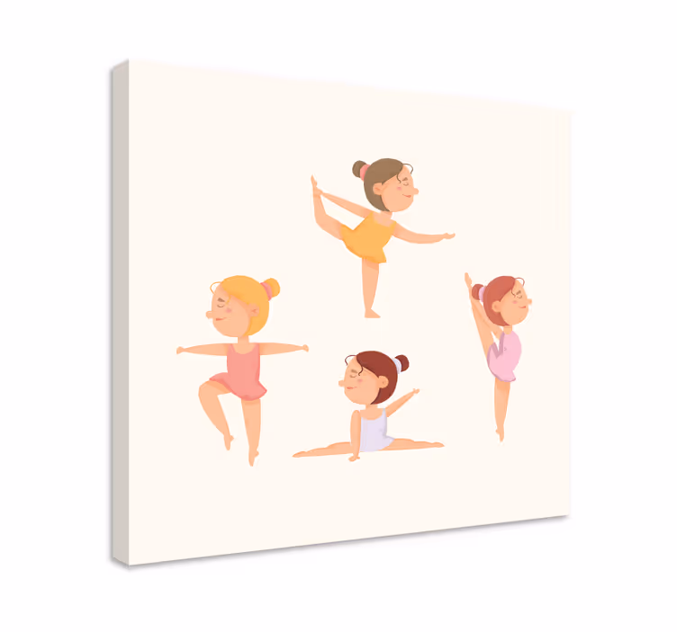 Canvas schilderij kinderen dansende ballerina's - TenStickers
