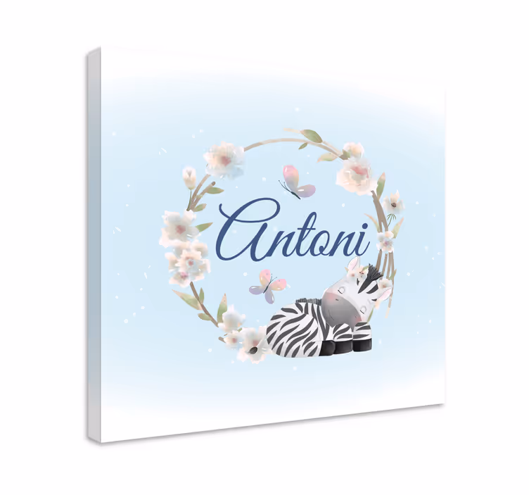 Zebra bloemen ontwerp Canvas schilderij baby's - TenStickers