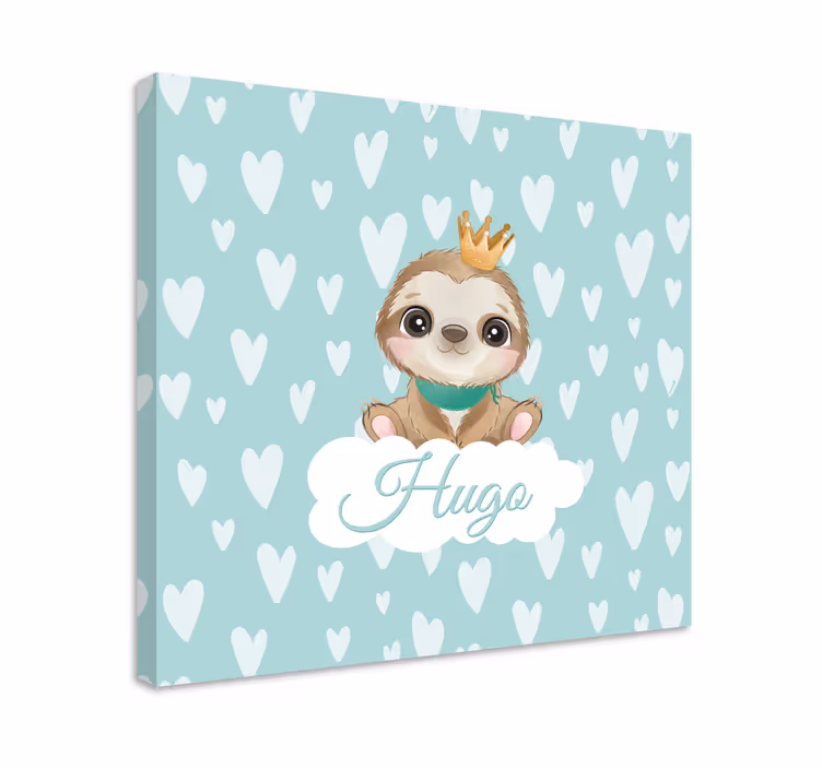 Canvas schilderij kinderkamer Schattige luiaard voor jongen met n - TenStickers