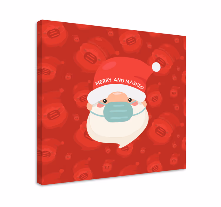 Alphabet canvas schilderij blije kerstman met masker - TenStickers