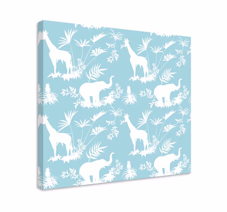 Olifant en giraffe Canvas schilderij olifanten - TenStickers
