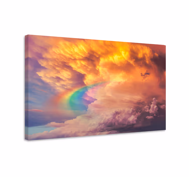Canvas landschap levendige wolkenregenboog - TenStickers